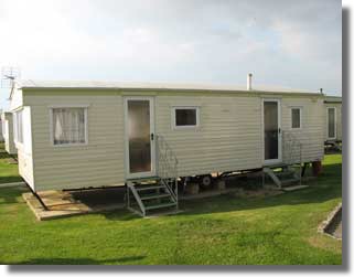 Side view of the holiday caravan